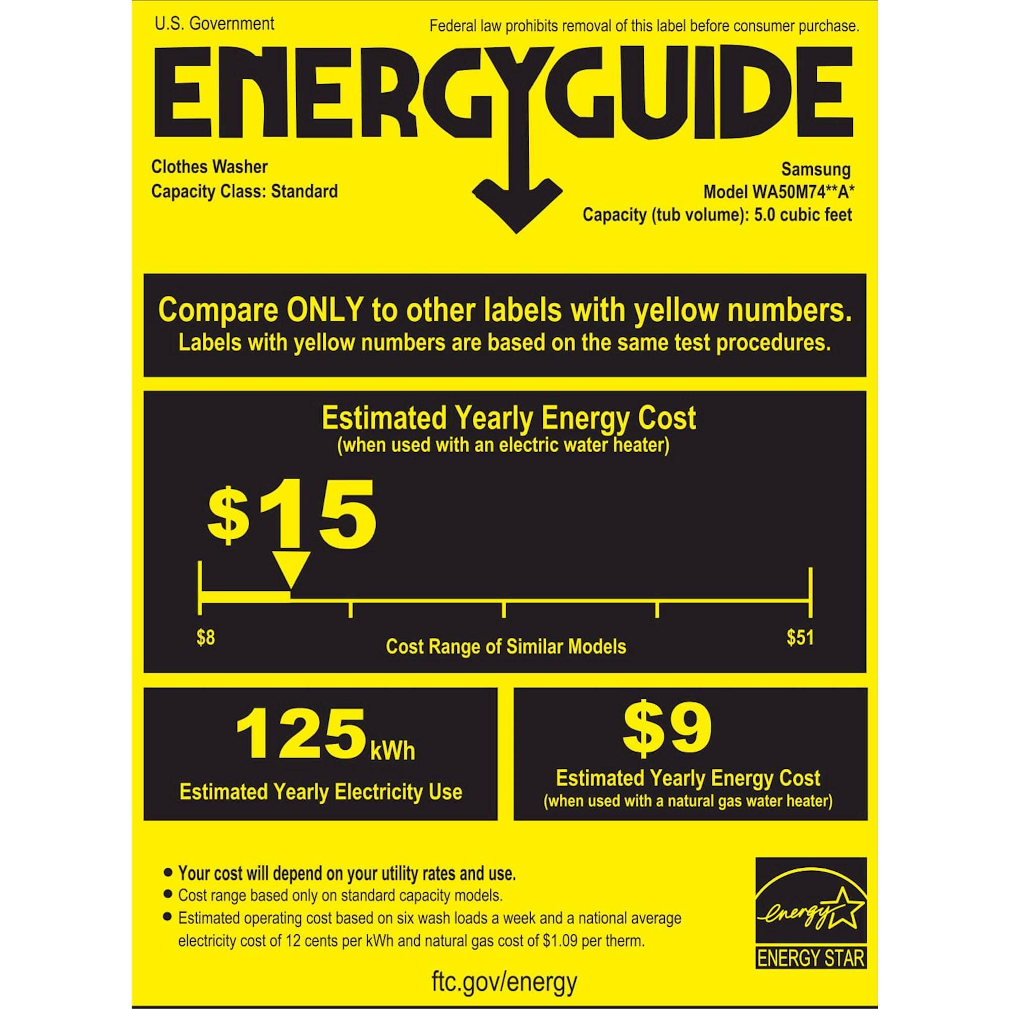 Samsung - 5.0 Cu. Ft. 11-Cycle High-Efficiency Top-Loading Washer - White - Energy_Guide