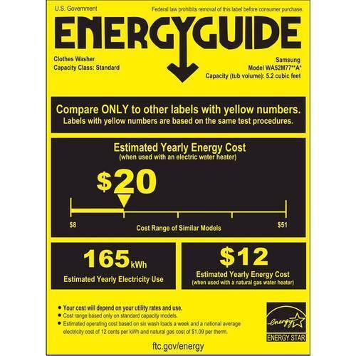 Samsung - Activewash 5.2 Cu. Ft. 13-Cycle High-Efficiency Top-Loading Washer with Steam - White - Energy_Guide