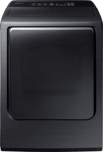 Samsung - 7.4 cu. ft. Capacity DOE Electric Dryer - Fingerprint Resistant Black Stainless Steel - Front_Standard