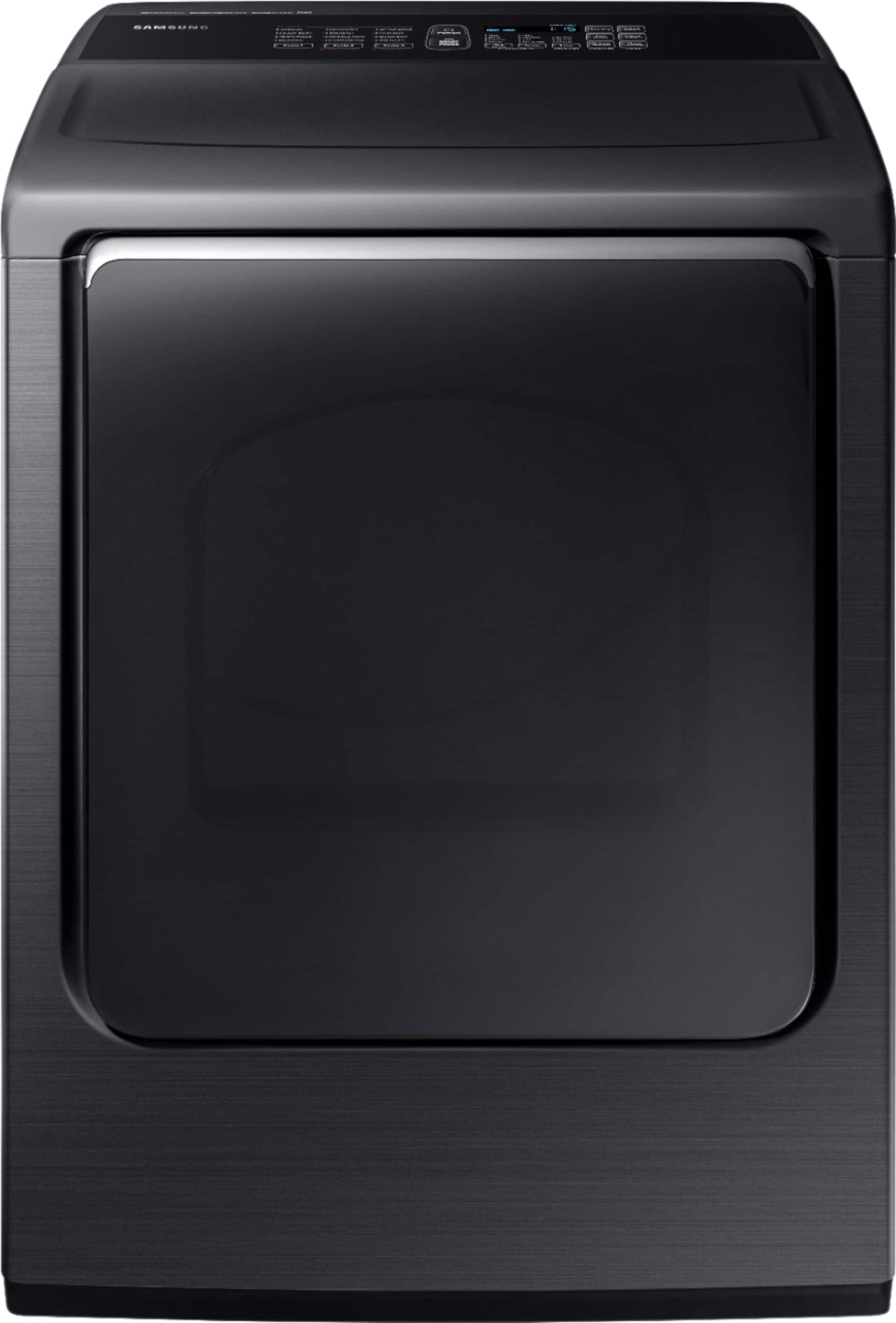 Samsung - 7.4 cu. ft. Capacity DOE Electric Dryer - Fingerprint Resistant Black Stainless Steel - Front_Zoom