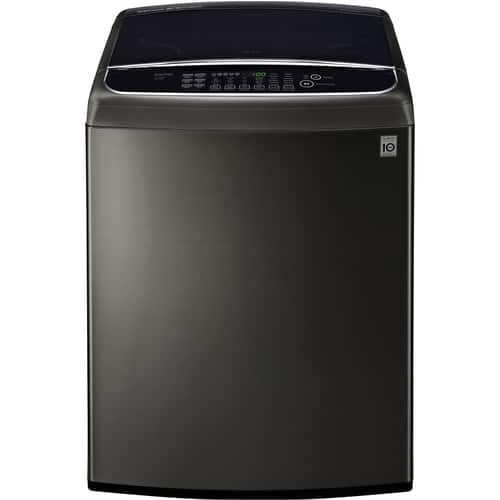LG - 5.0 Cu. Ft. 12-Cycle Top-Load Smart Wi-Fi Washer - TurboWash and 6Motion - Black stainless steel - Front_Standard