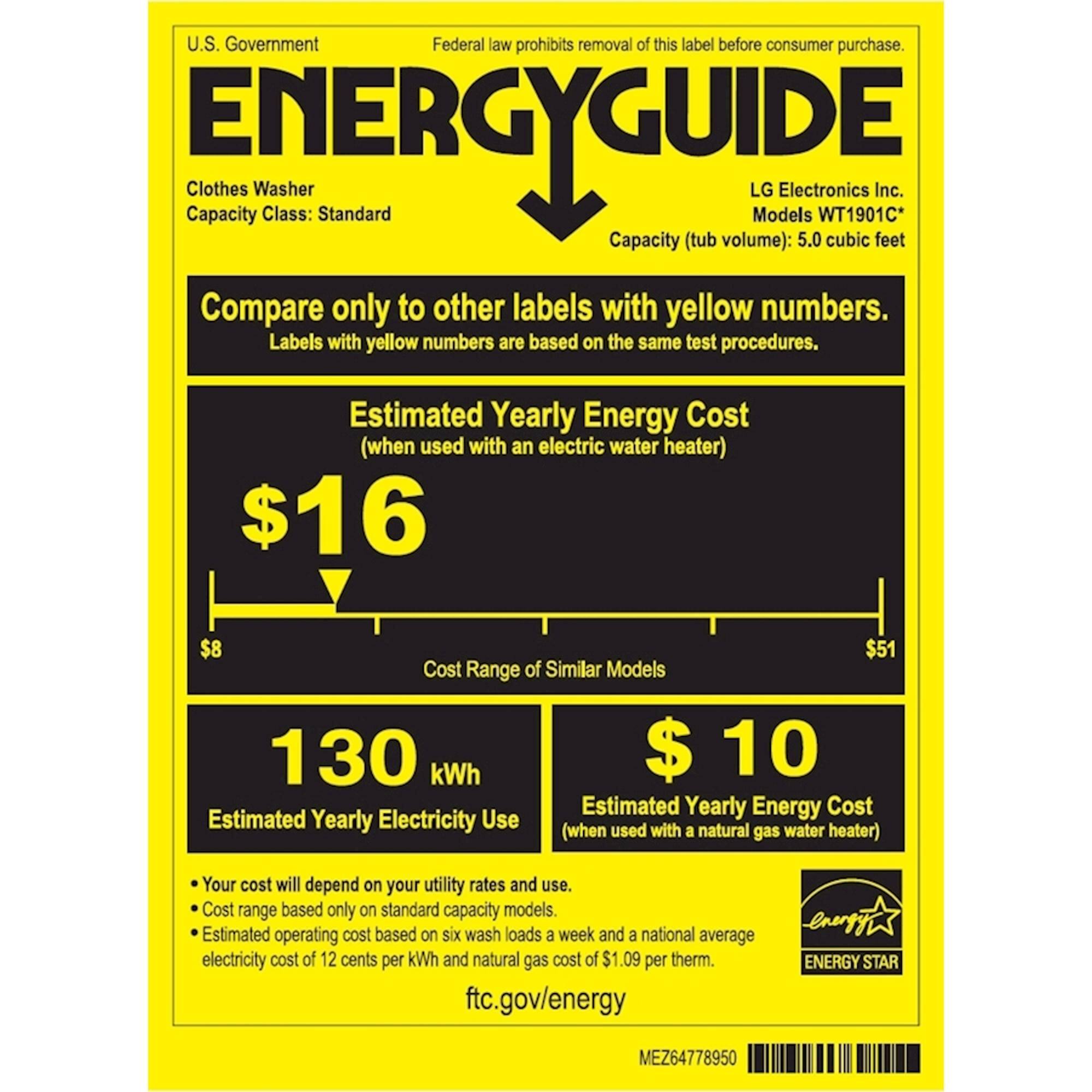 LG - 5.0 Cu. Ft. 12-Cycle Top-Load Smart Wi-Fi Washer - TurboWash and 6Motion - White - Energy_Guide
