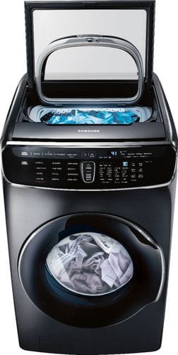Samsung - FlexWash; 6.0 Cu. Ft. Washer with Steam - Fingerprint Resistant Black Stainless Steel - Front_Standard