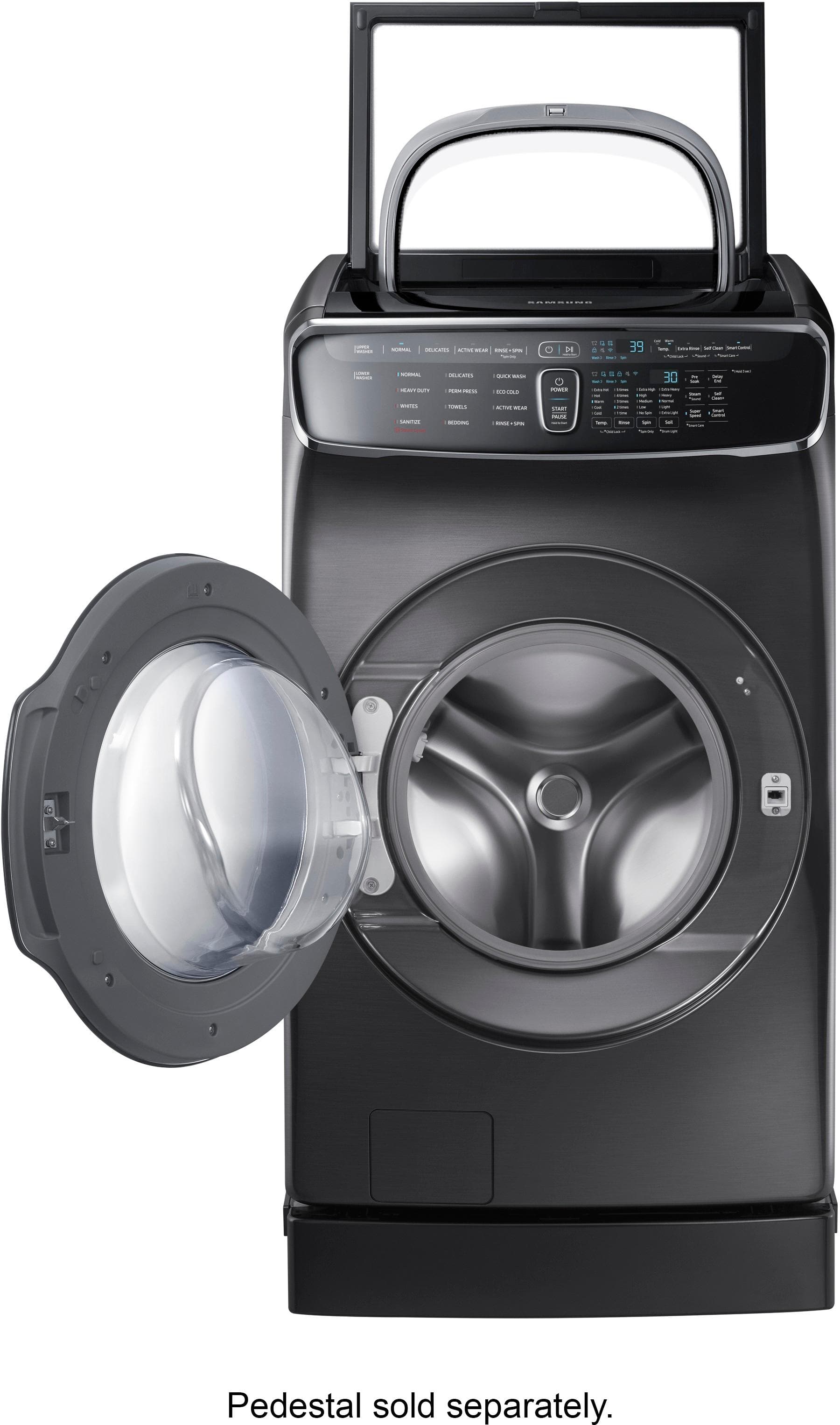Samsung - FlexWash; 6.0 Cu. Ft. Washer with Steam - Fingerprint Resistant Black Stainless Steel - Alt_View_Standard_15