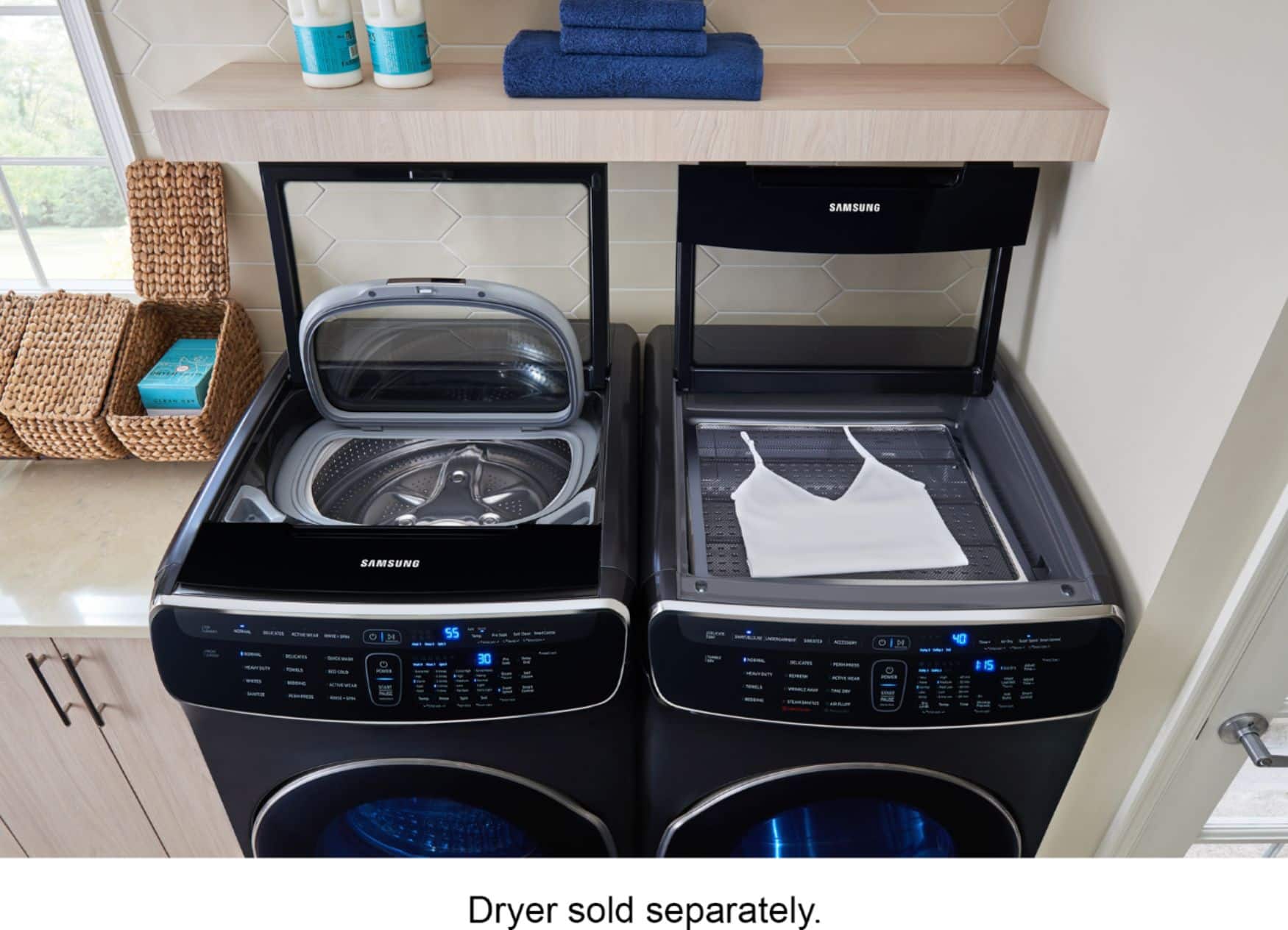 Samsung - FlexWash; 6.0 Cu. Ft. Washer with Steam - Fingerprint Resistant Black Stainless Steel - Alt_View_Standard_17