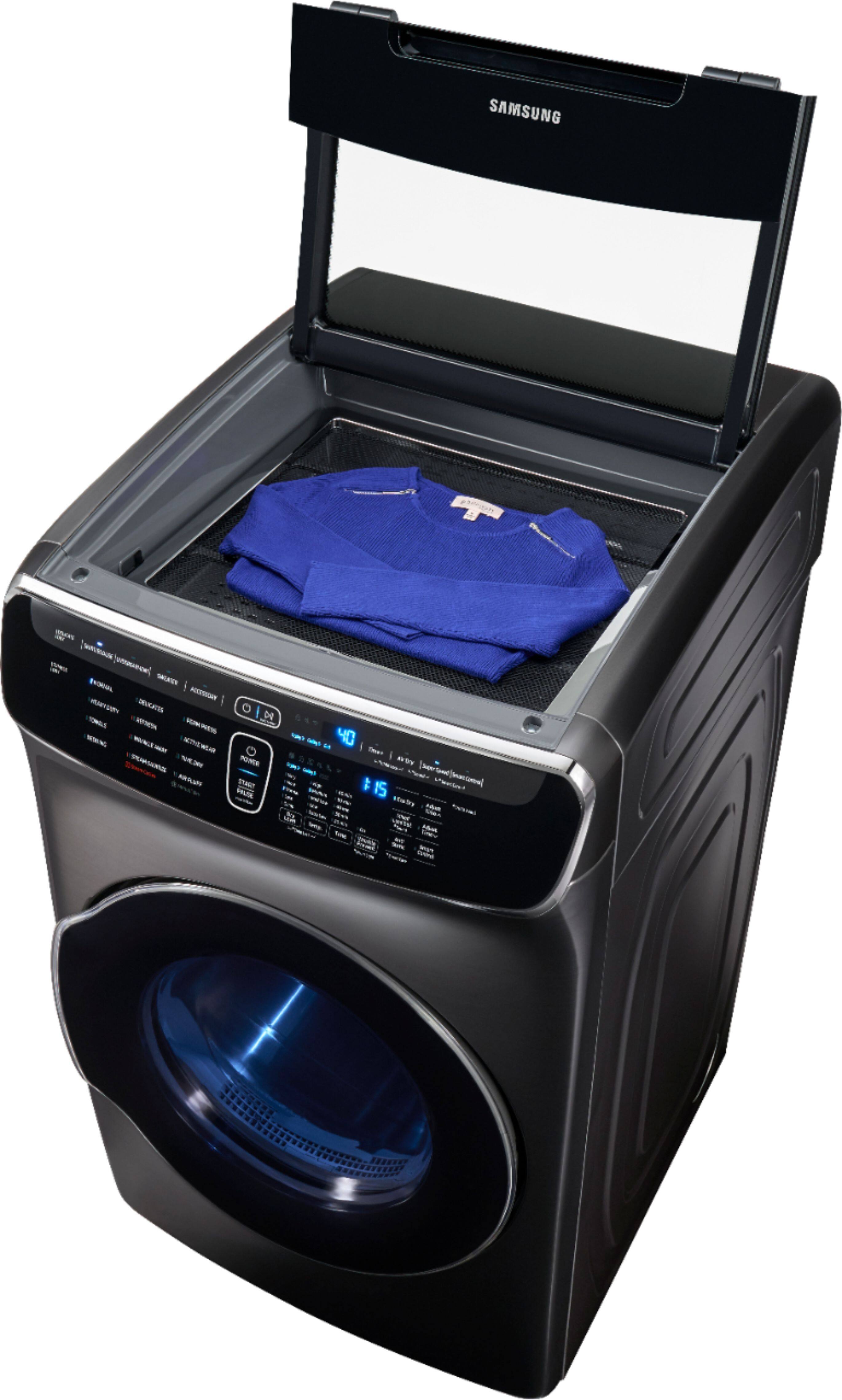 Samsung - 7.5 cu. ft. Capacity FlexDry; Electric Dryer - Fingerprint Resistant Black Stainless Steel - Alt_View_Standard_3