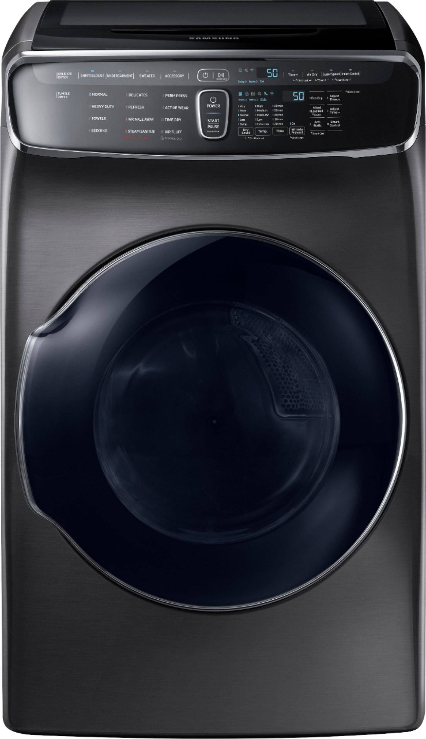 Samsung - 7.5 cu. ft. capacity 13-Cycle FlexDry Gas Dryer with MultiSteam - Fingerprint Resistant Black Stainless Steel - Alt_View_Standard_11