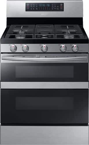 Samsung - Flex Duo™ 5.8 cu. ft. Self-Cleaning Freestanding Gas Convection Range - Stainless steel - Front_Standard