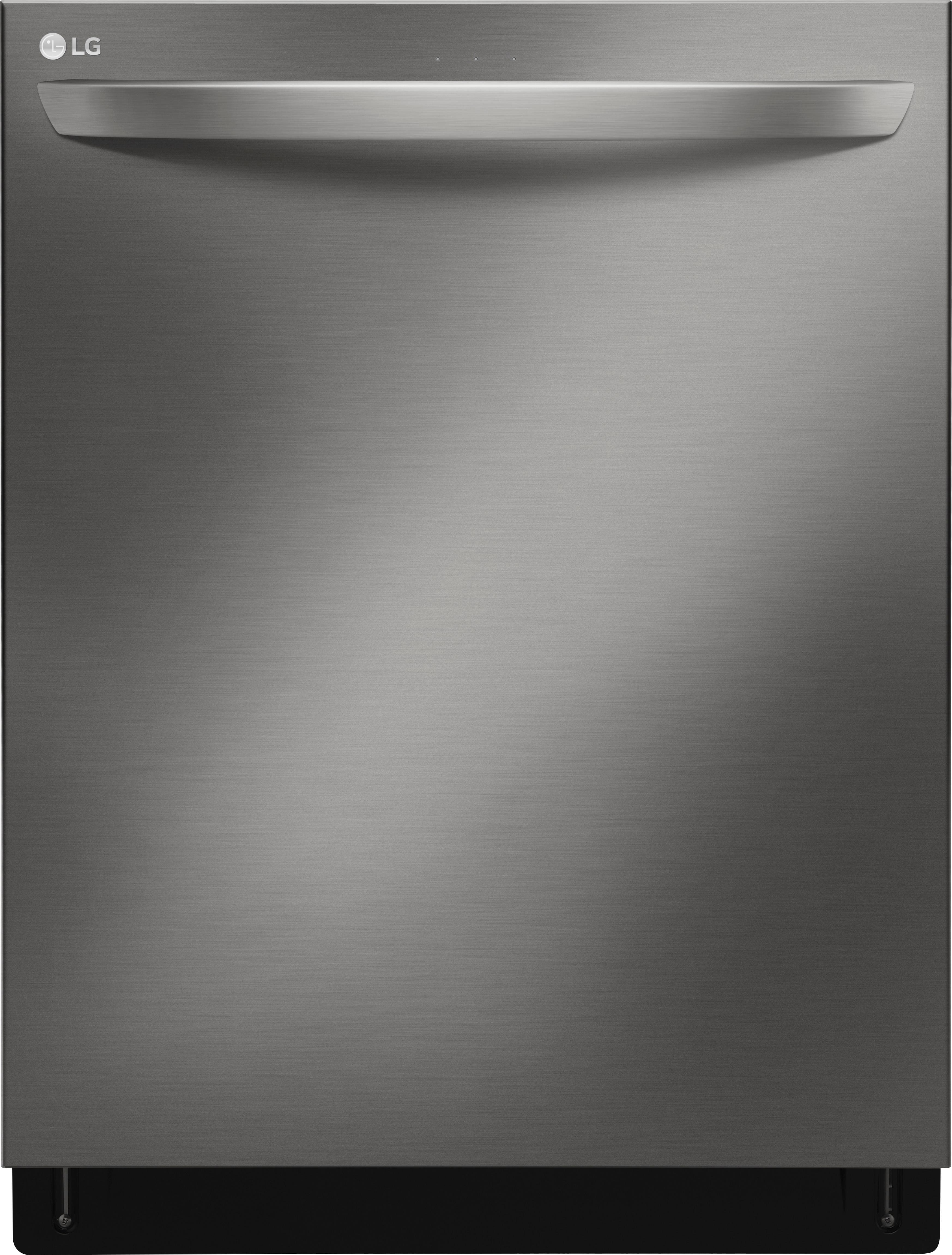 LG - 24" Top Control Smart Wi-Fi Enabled Dishwasher with QuadWash and Steel Tub with Light - PrintProof Black Stainless Steel