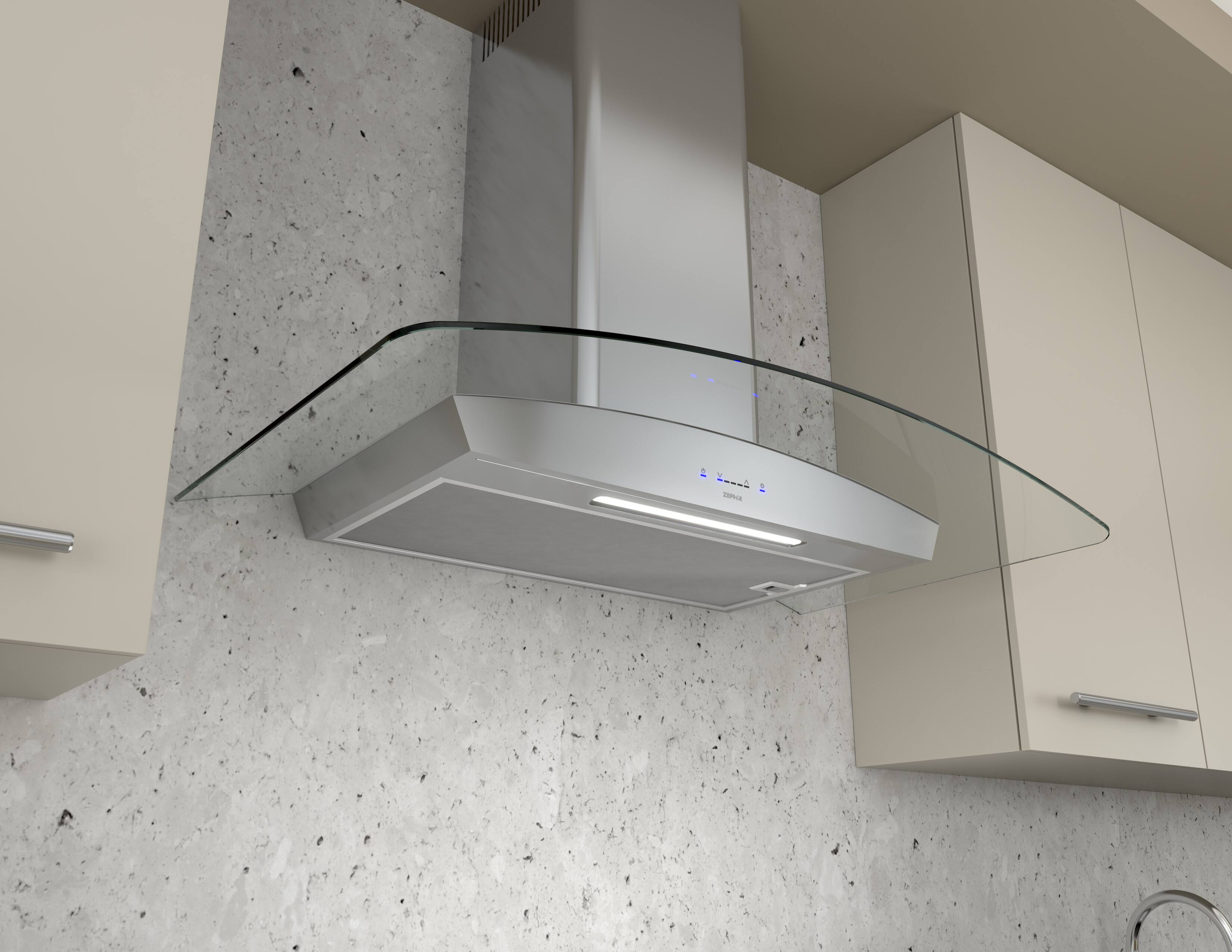 Zephyr - Essentials Europa Ravenna 30" Convertible Range Hood - Stainless steel and glass - Alt_View_Standard_12