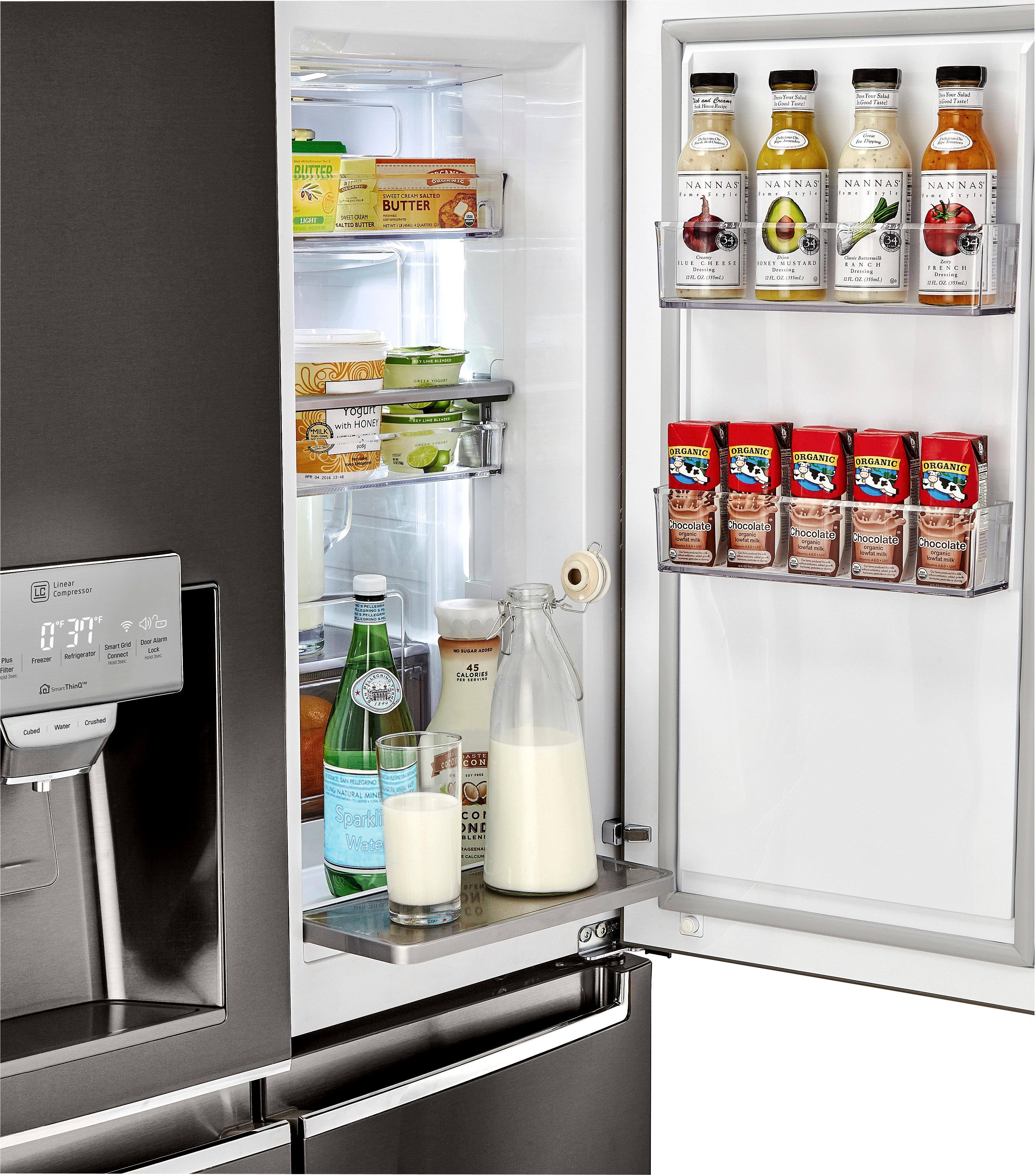 LG - 22.7 Cu. Ft. 4-Door French Door-in-Door Counter-Depth Smart Wi-Fi Enabled Refrigerator - Black stainless steel - Alt_View_Standard_15