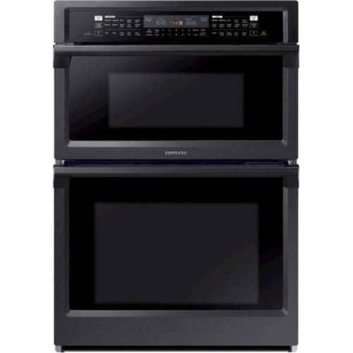 Samsung - 30" Microwave Combination Wall Oven - Fingerprint Resistant Black Stainless Steel - Front_Standard