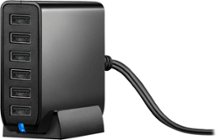 Insignia - 6-Port USB Wall Charger - Black