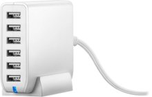 Insignia - 6-Port USB Wall Charger - White