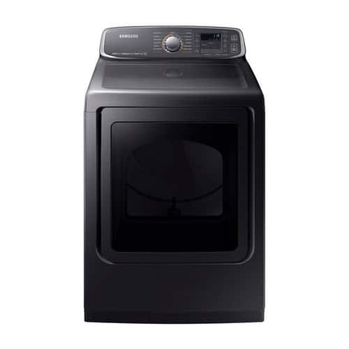 Samsung - 7.4 Cu. Ft. Extra-Large Capacity Fingerprint Resistant Electric Dryer with Steam - Black stainless steel