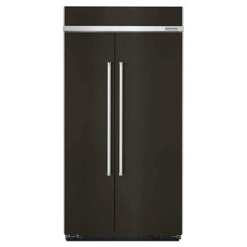 KitchenAid - 25.5 Cu. Ft. Side-by-Side Built-In Refrigerator - Black - Front_Standard