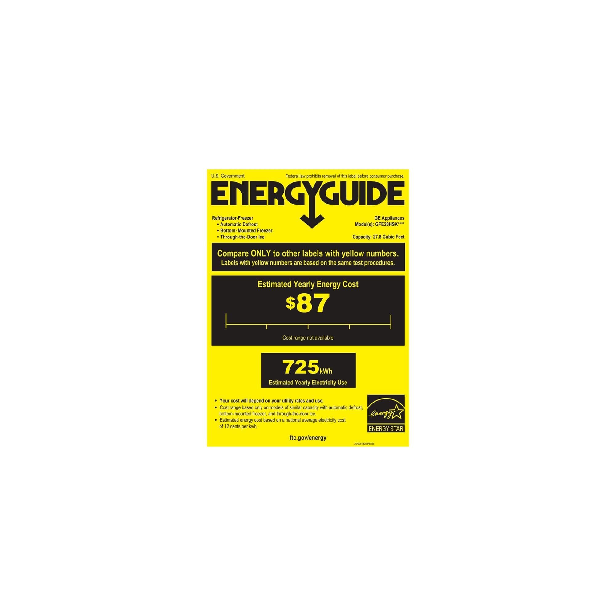 GE - 27.8 Cu. Ft. French Door Refrigerator - Slate - Energy_Guide