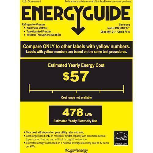 Samsung - 21.1 Cu. Ft. Top-Freezer Refrigerator - Fingerprint Resistant Stainless Steel - Energy_Guide