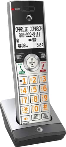 AT&T CL80107 - Cordless extension handset with caller ID/call waiting - DECT 6.0 - 4-way call capability - black, silver - for AT&T CL82407, CL83207, CL83407, CL84207