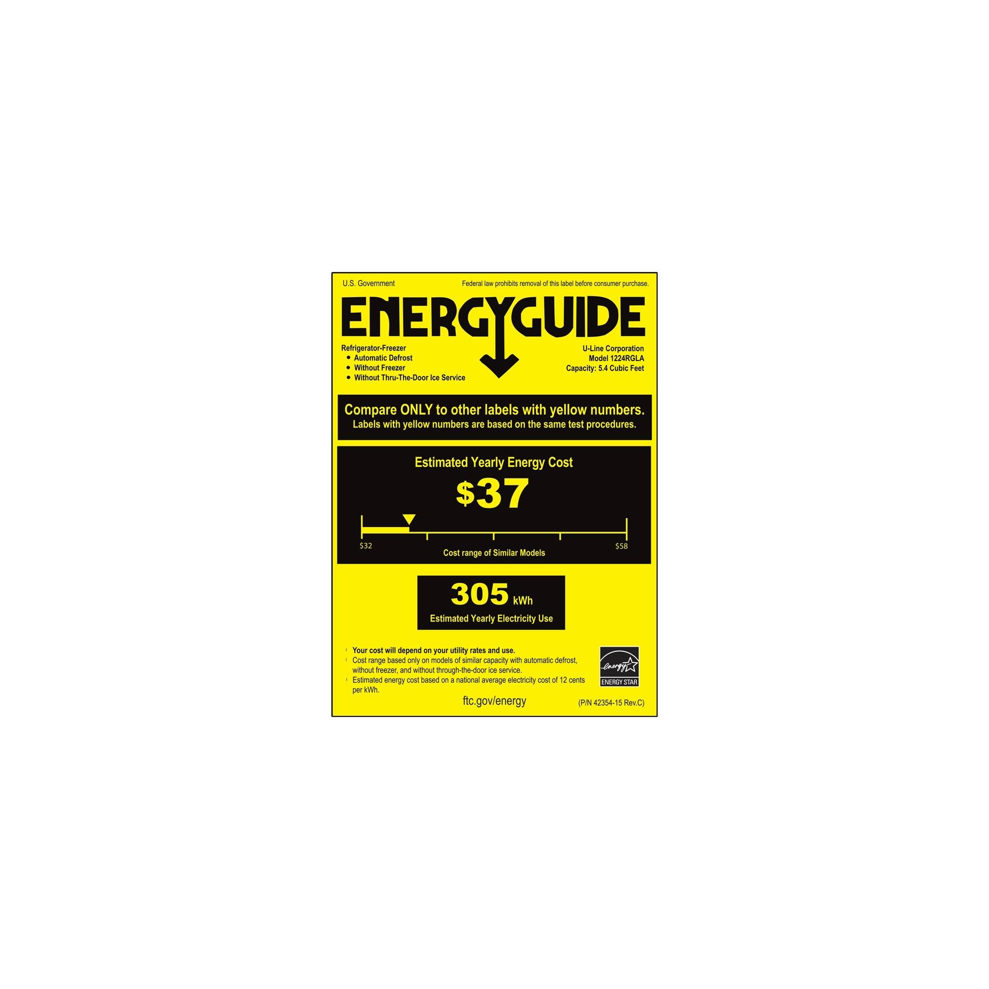 U-Line - 1000 Series 5.4 Cu. Ft. Built-In Mini Fridge - Gray - Energy_Guide