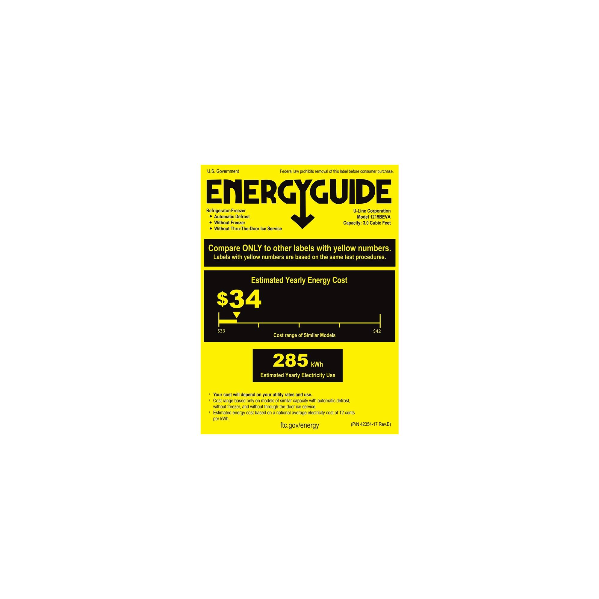 U-Line - 1000 Series 8-Bottle Wine Refrigerator - Gray - Energy_Guide