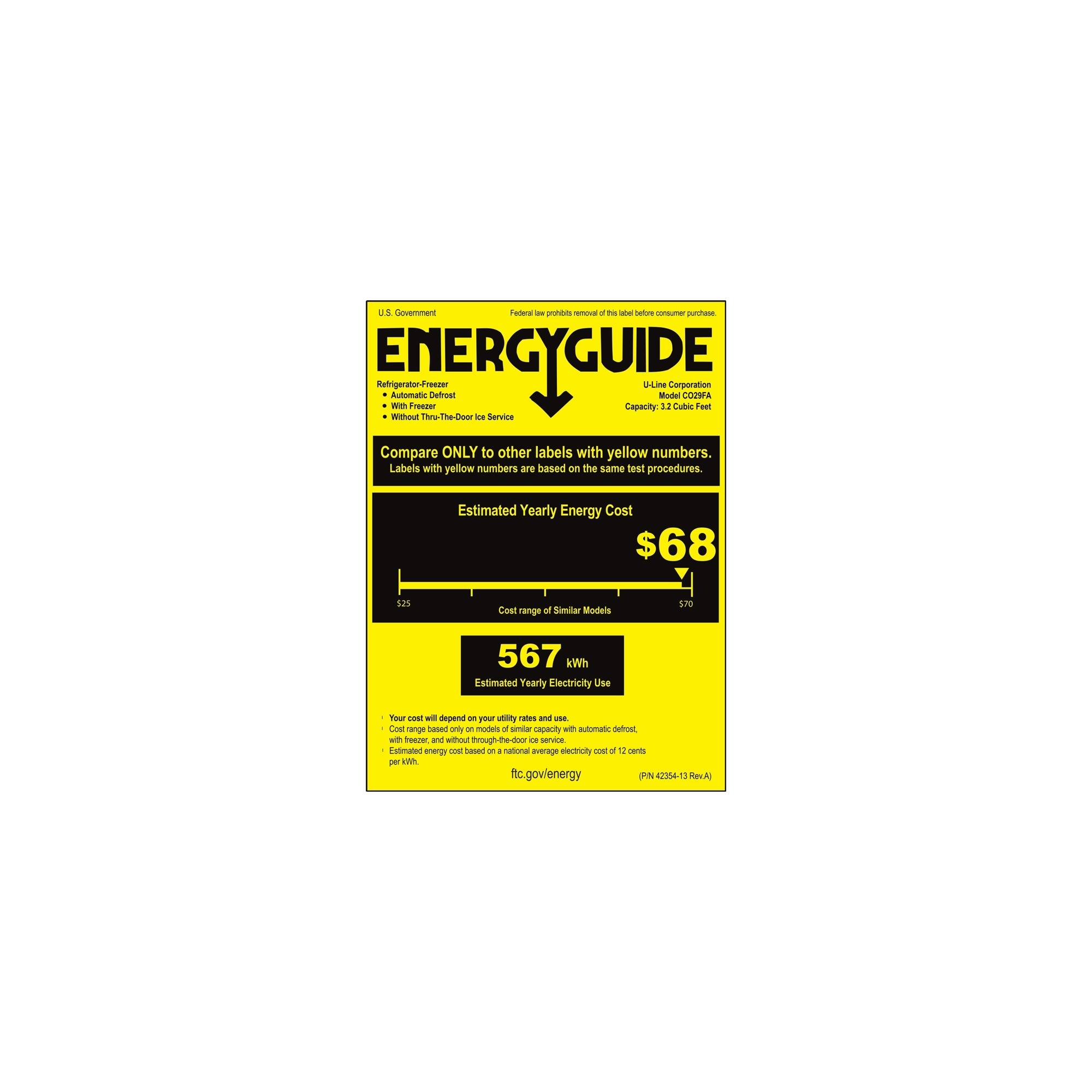 U-Line - Marine Series 2.1 Cu. Ft. Mini Fridge - White - Energy_Guide