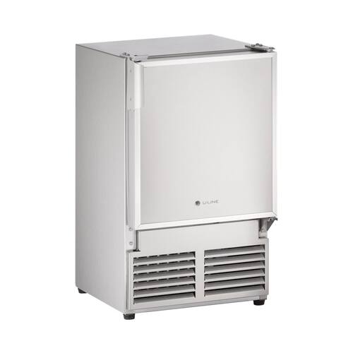 U-Line - Marine Series 14" 22.9-Lb. Freestanding Icemaker - Stainless solid - Front_Standard