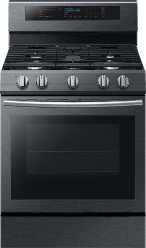 Samsung - 5.8 Cu. Ft. Self-cleaning Freestanding Gas Convection Range - Fingerprint Resistant Black Stainless Steel - Front_Standard
