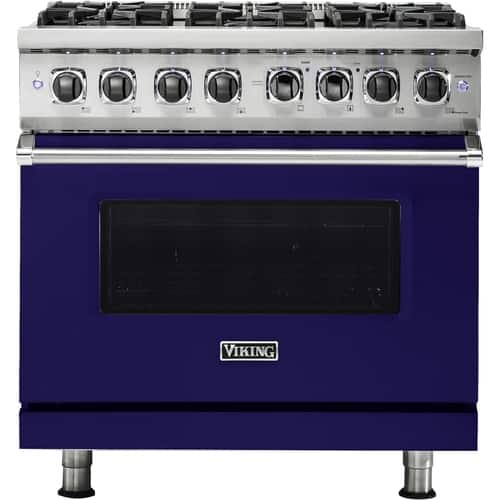 Viking - 5.6 Cu. Ft. Self-Cleaning Freestanding Dual Fuel Convection Range - Cobalt Blue - Front_Standard