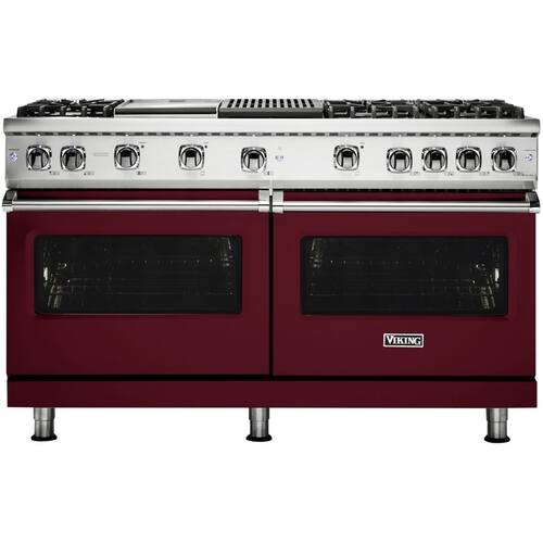 Viking - Freestanding Double Oven Gas Convection Range - Burgundy - Front_Standard