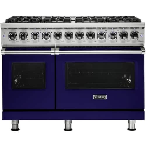 Viking - Self-Cleaning Freestanding Double Oven Dual Fuel Convection Range - Cobalt Blue - Front_Standard
