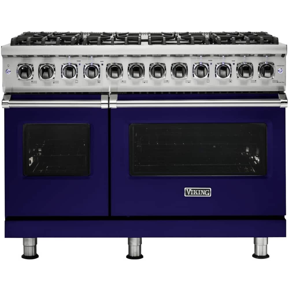 Viking - Self-Cleaning Freestanding Double Oven Dual Fuel Convection Range - Cobalt Blue - Front_Zoom
