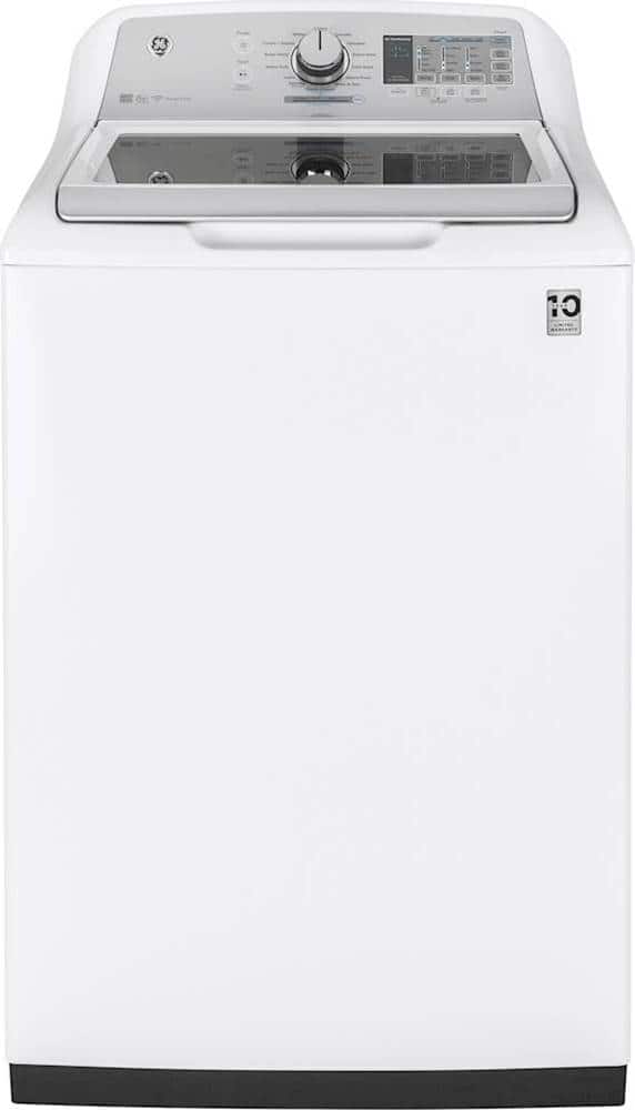 GE - 5.0 Cu. Ft. 13-Cycle Top-Loading Washer - White on White/Silver - Front_Zoom