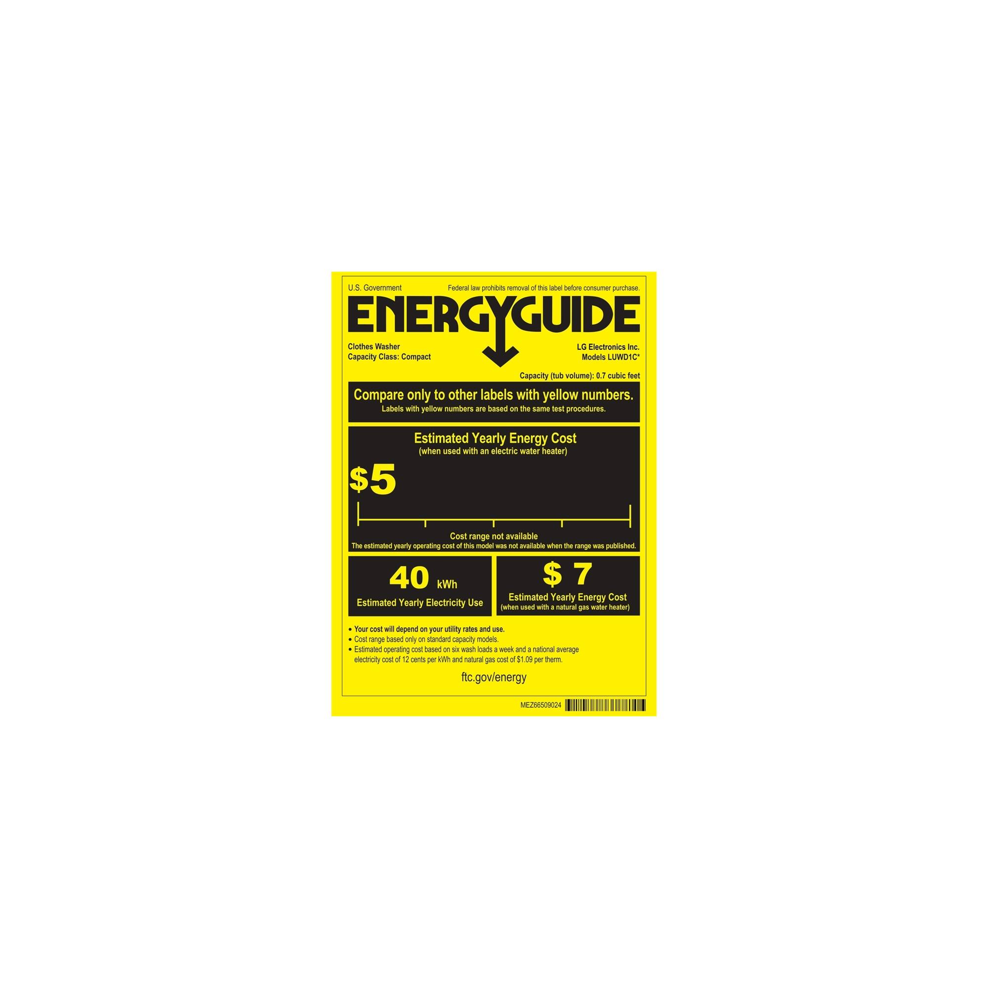 LG - SIGNATURE SideKick 0.7 Cu. Ft. 5-Cycle Pedestal Washer - White - Energy_Guide
