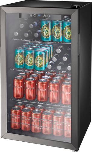 Insignia™ - 115-Can Beverage Cooler - Black stainless steel