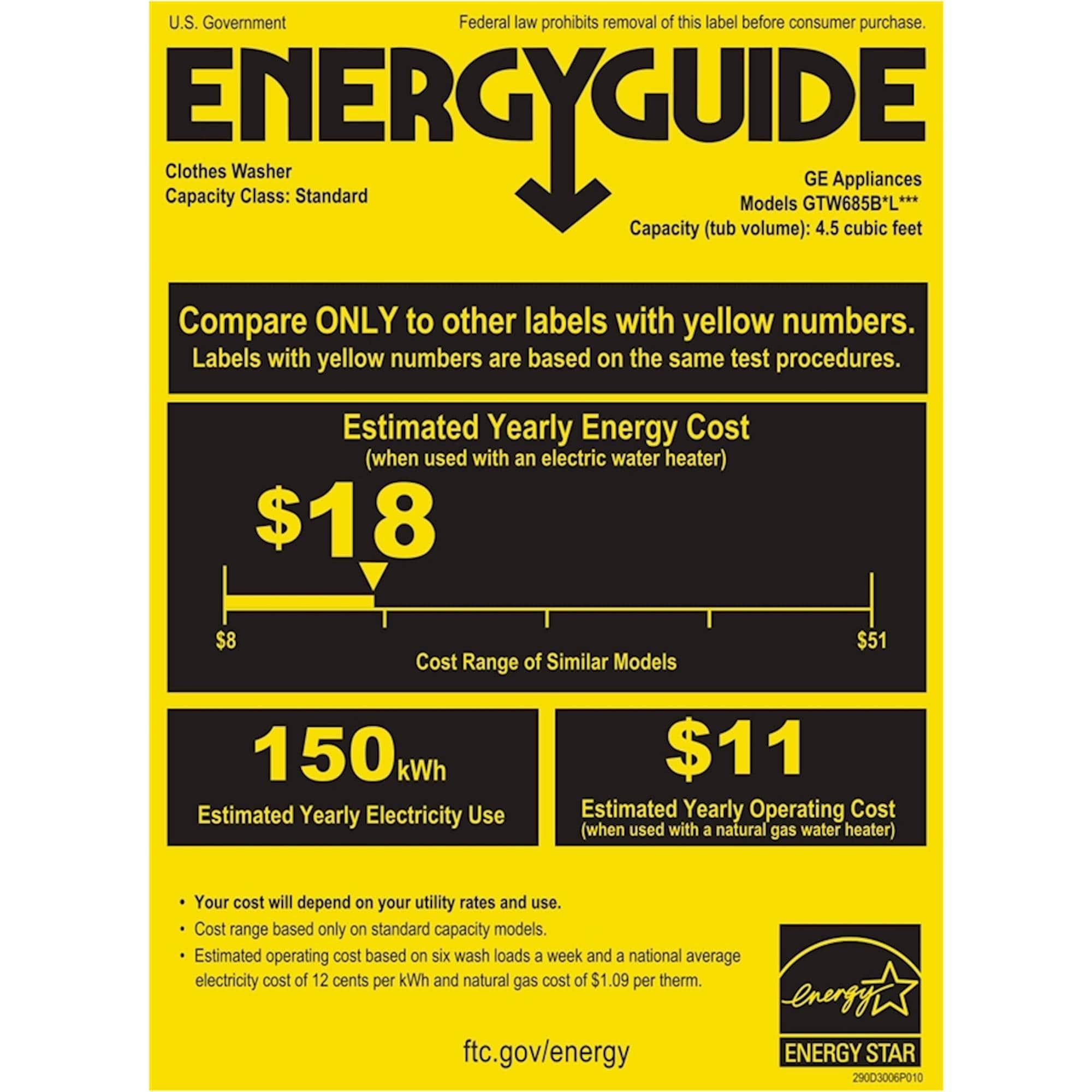 GE - 4.5 Cu. Ft. 14-Cycle Top-Loading Washer - Diamond gray - Energy_Guide