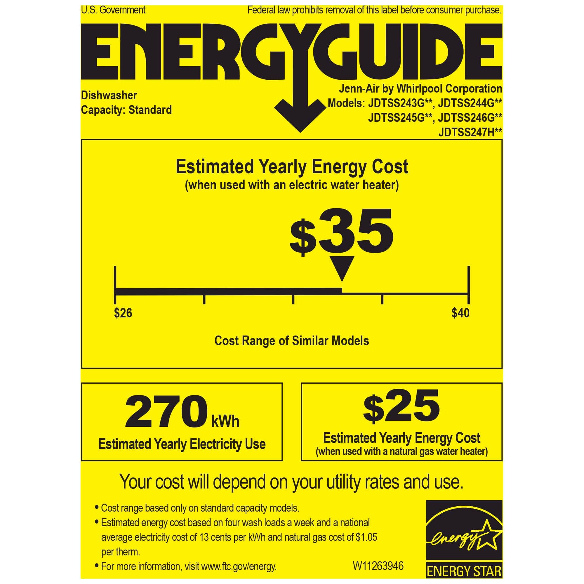 Jenn-Air - Euro-Style TriFecta 24" Top Control Built-In Dishwasher with Stainless Steel Tub - Energy_Guide
