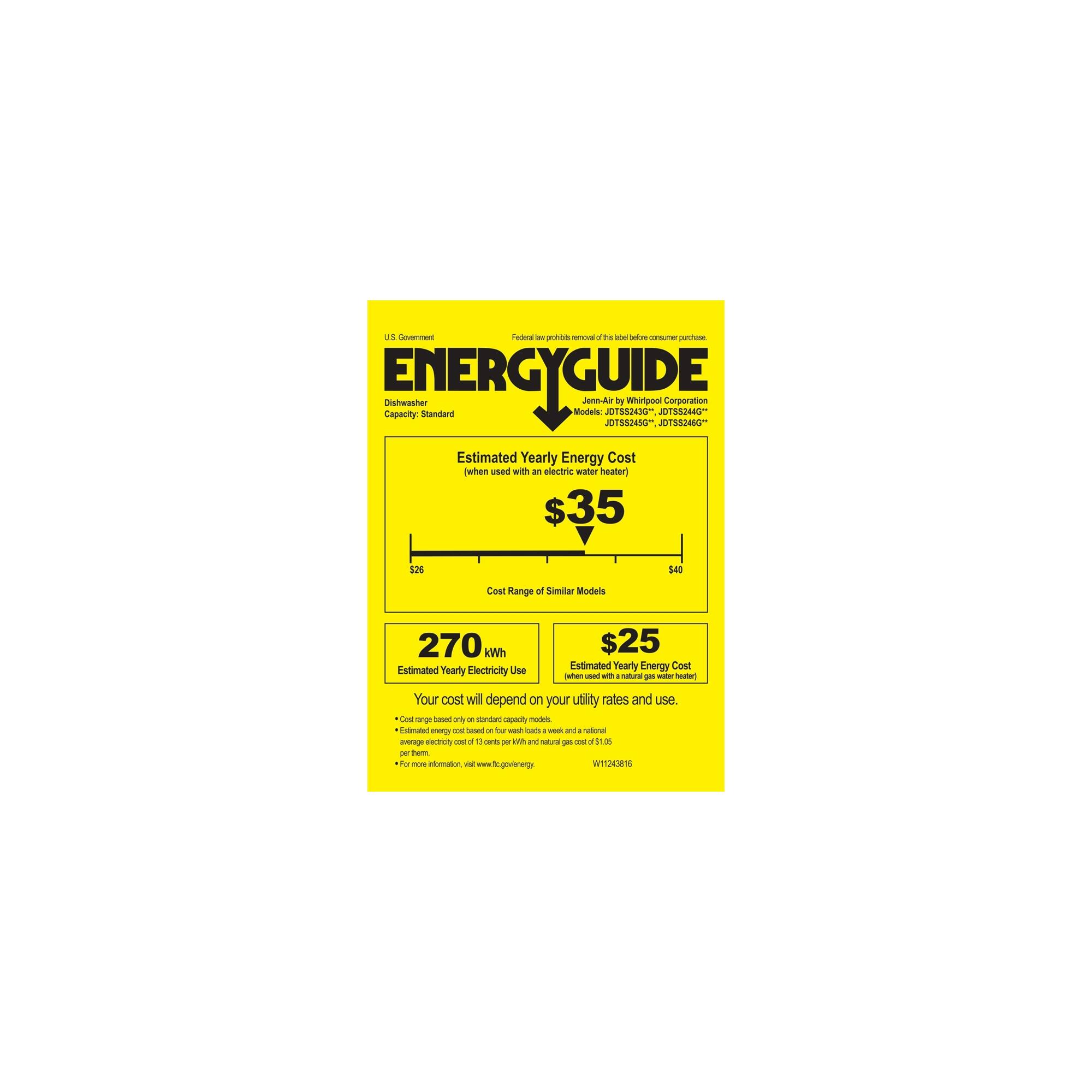 Jenn-Air - 24" Front Control Built-In Dishwasher with Stainless Steel Tub - Energy_Guide