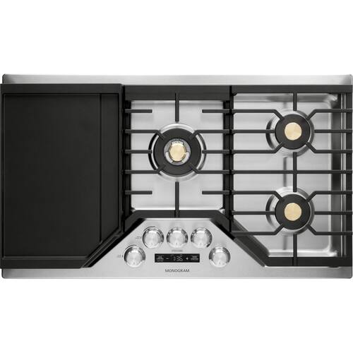 Monogram - 36" Gas Cooktop - Stainless steel - Front_Standard