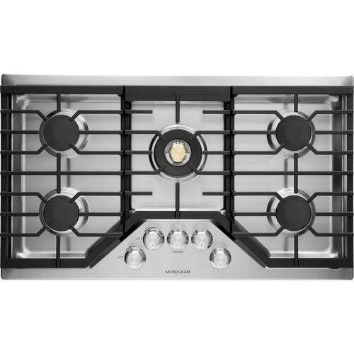 Monogram - 36" Gas Cooktop - Stainless steel - Front_Standard