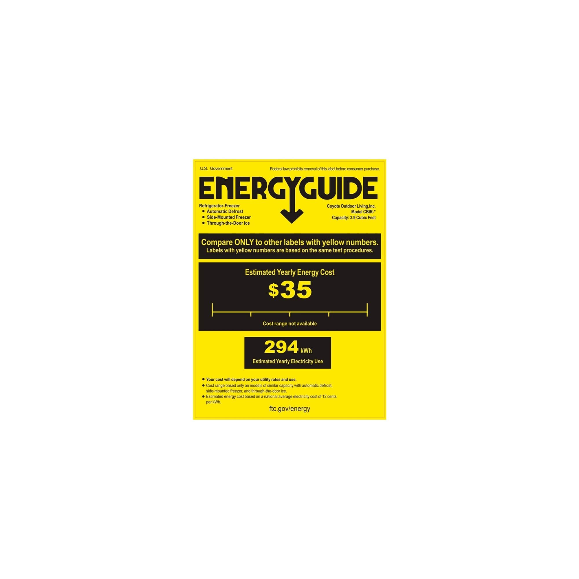 Coyote - 4.1 Cu. Ft. Mini Fridge - Stainless steel - Energy_Guide