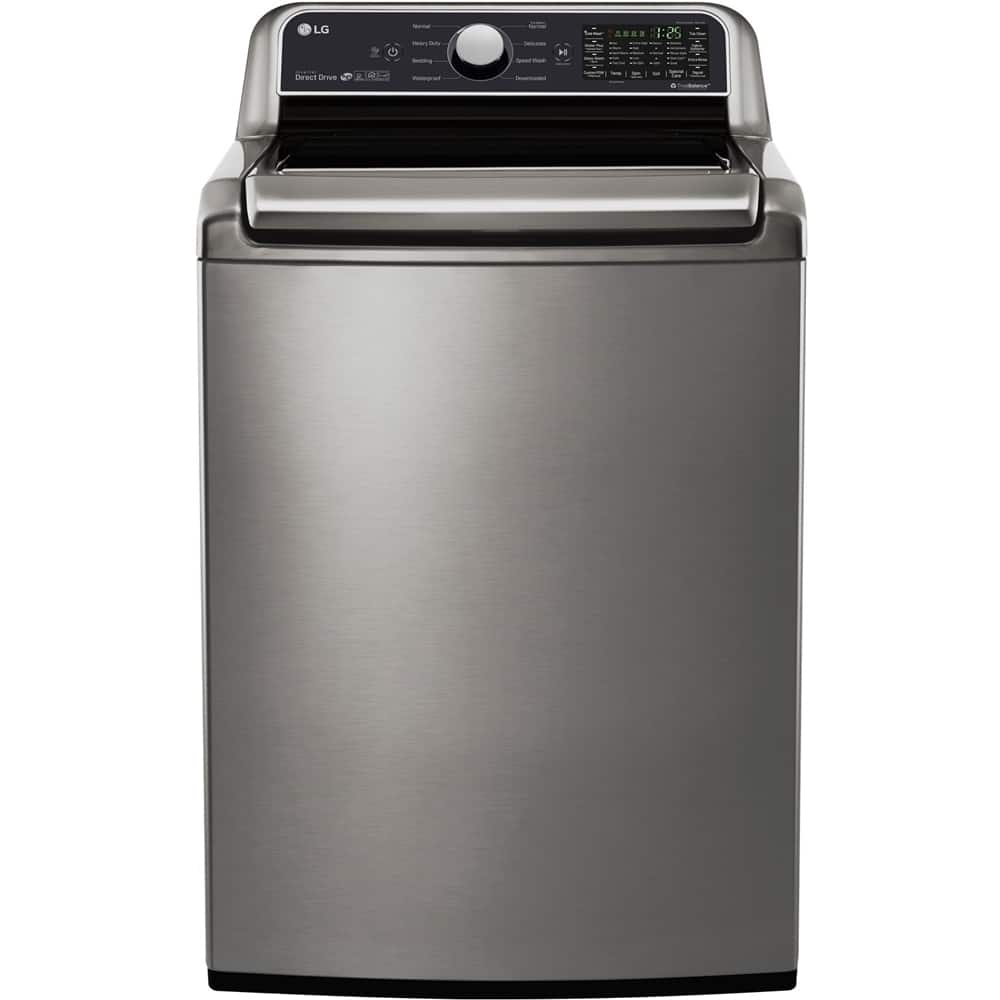 LG - 5.0 Cu. Ft. 8-Cycle Top-Load Smart Wi-Fi Washer - 6Motion Technology - Graphite Steel - Front_Zoom