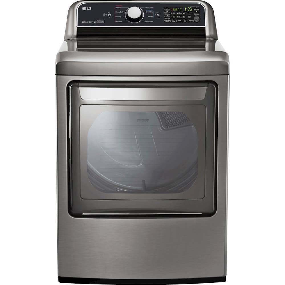 LG - 7.3 Cu. Ft. 9-Cycle EasyLoad Smart Wi-Fi Enabled Electric Dryer with Sensor Dry Technology - Graphite Steel - Front_Zoom