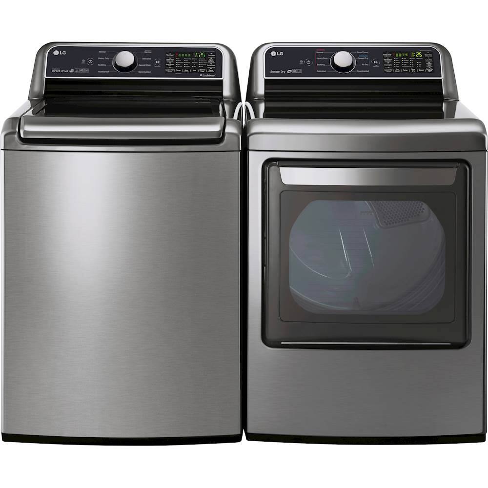 LG - 7.3 Cu. Ft. 9-Cycle EasyLoad Smart Wi-Fi Enabled Electric Dryer with Sensor Dry Technology - Graphite Steel - Alt_View_Standard_12