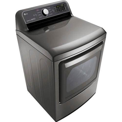 LG - 7.3 Cu. Ft. 9-Cycle EasyLoad Smart Wi-Fi Enabled Gas Dryer with Sensor Dry Technology - Graphite Steel - Angle_Standard