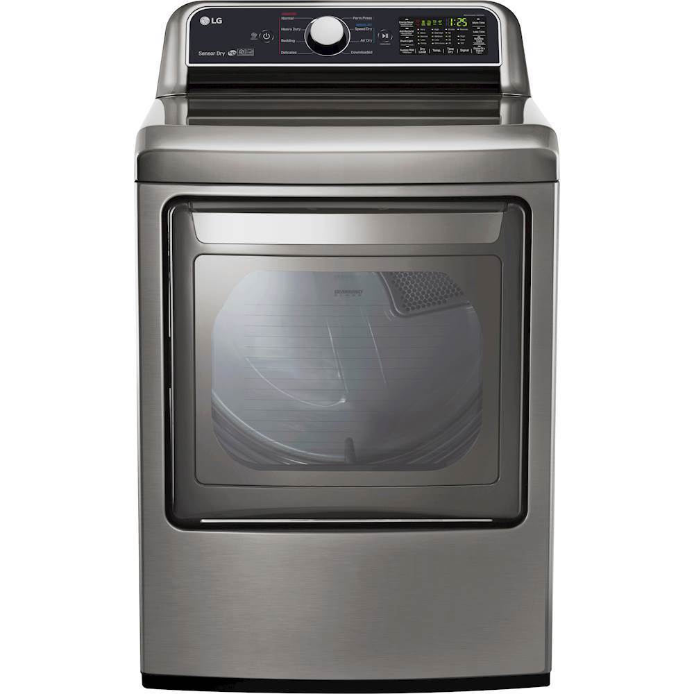 LG - 7.3 Cu. Ft. 9-Cycle EasyLoad Smart Wi-Fi Enabled Gas Dryer with Sensor Dry Technology - Graphite Steel - Front_Zoom