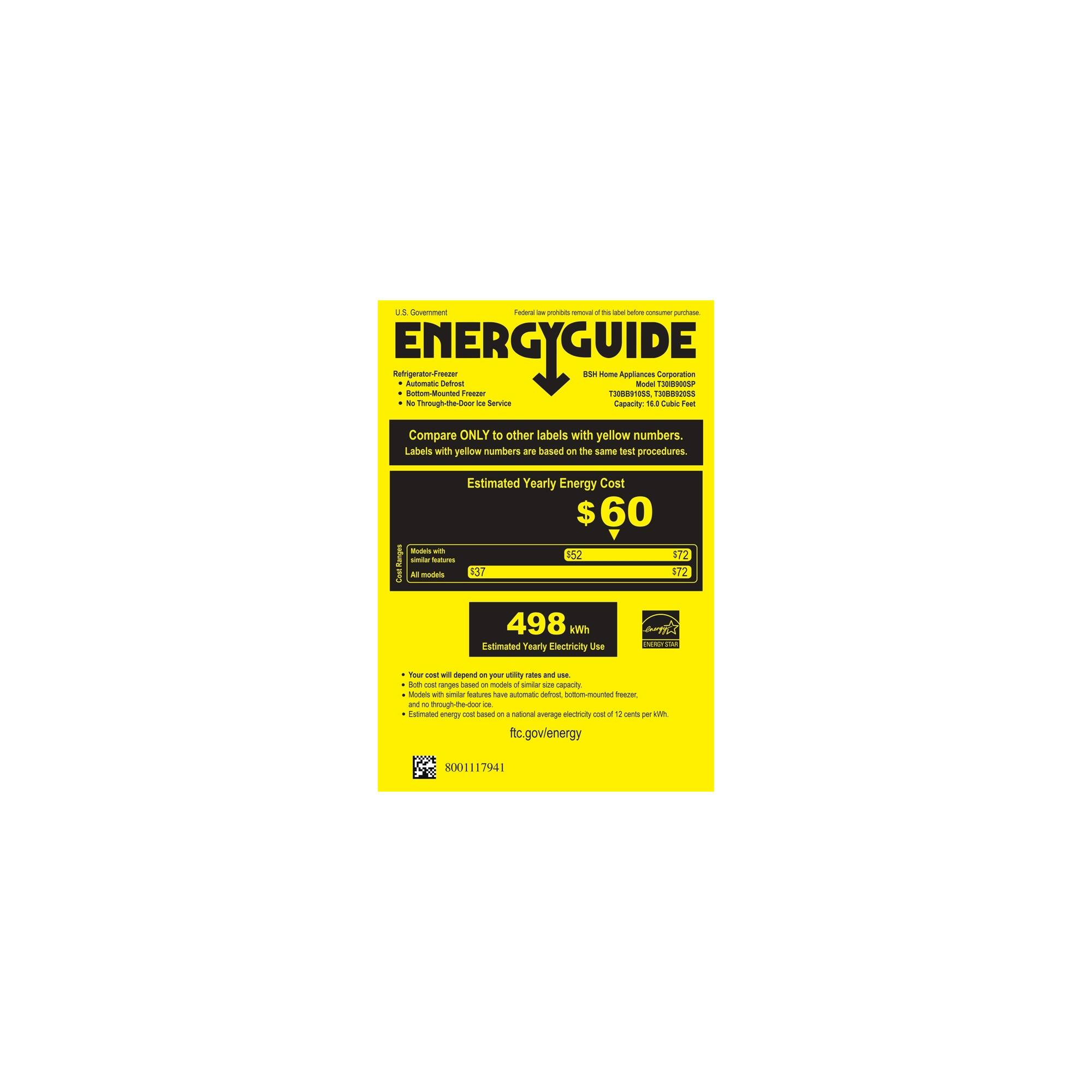 Thermador - Freedom 16 Cu. Ft. Bottom-Freezer Built-In Refrigerator - Energy_Guide