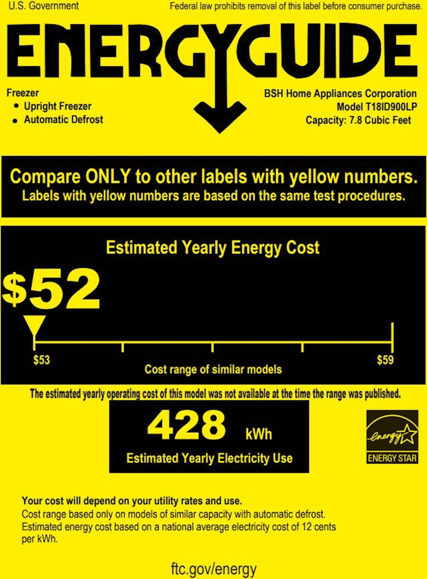 Thermador - 7.8 Cu. Ft. Frost-Free Upright Freezer - Energy_Guide