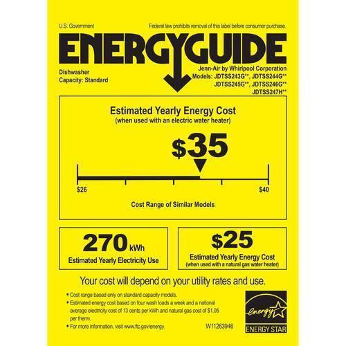 Jenn-Air - TriFecta 24" Top Control Built-In Dishwasher with Stainless Steel Tub - Energy_Guide