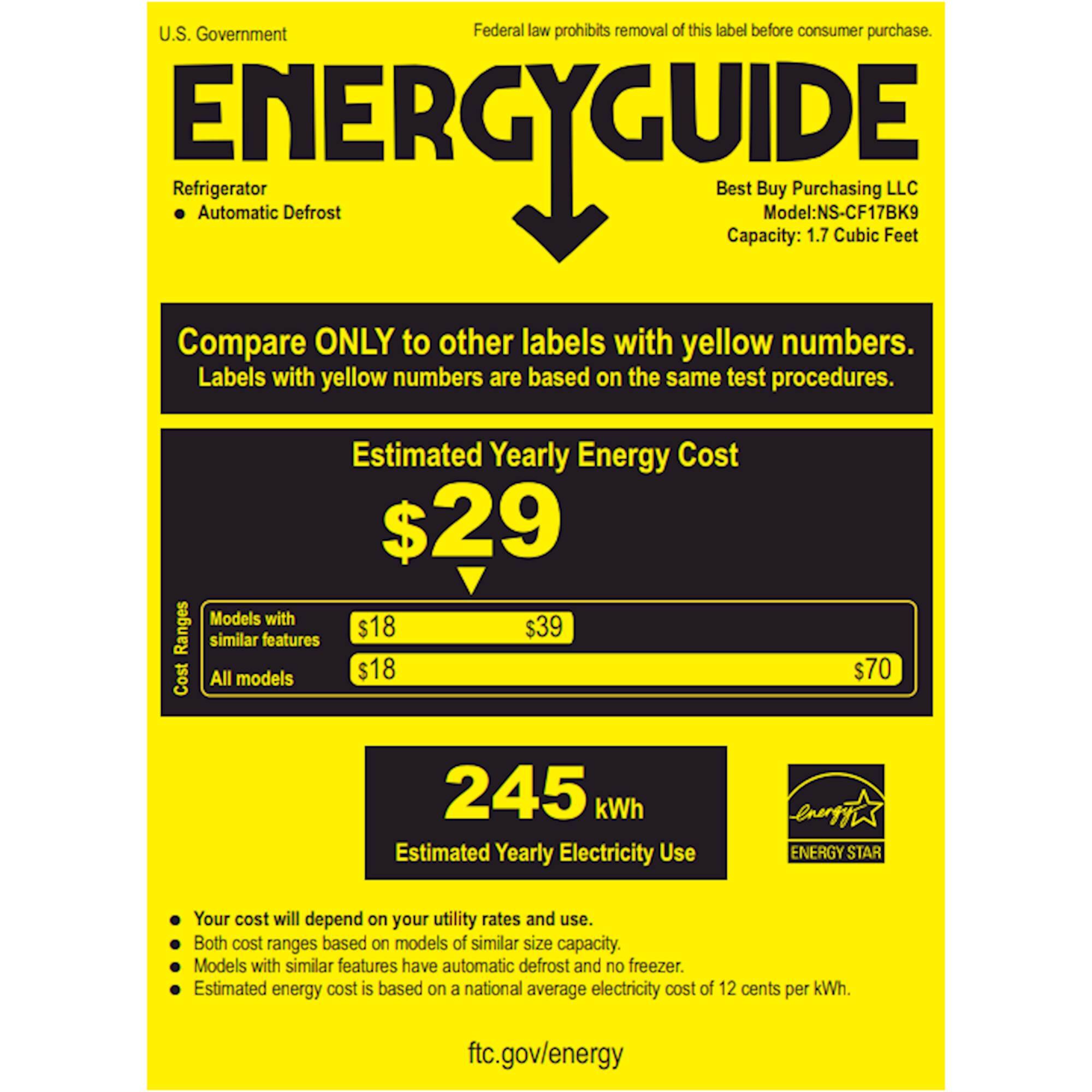 Insignia™ 1.7 Cu. Ft. Mini Fridge Black at Pacific Sales